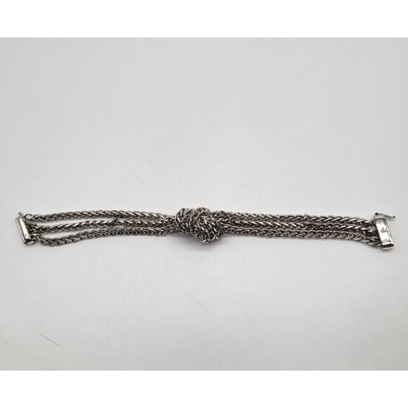 Lauren Ralph Lauren Womens Silver Tone Knotted Chain Bracelet Classic - Picture 3 of 11